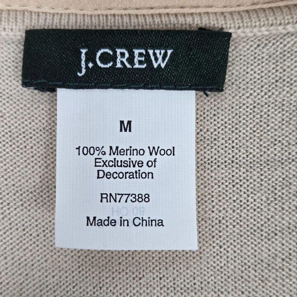 J.Crew Women Medium Sequin Merino Wool V Neck Sleeveless Top Tan Y2K 2008 Tank